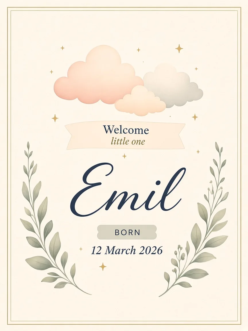 Personalized Welcome Birth Print – preview