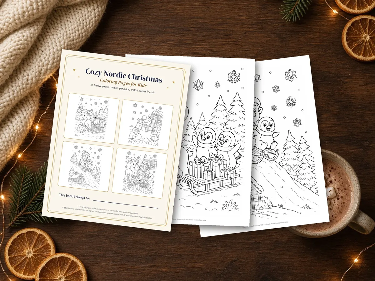 Cozy Christmas Coloring Pack – preview