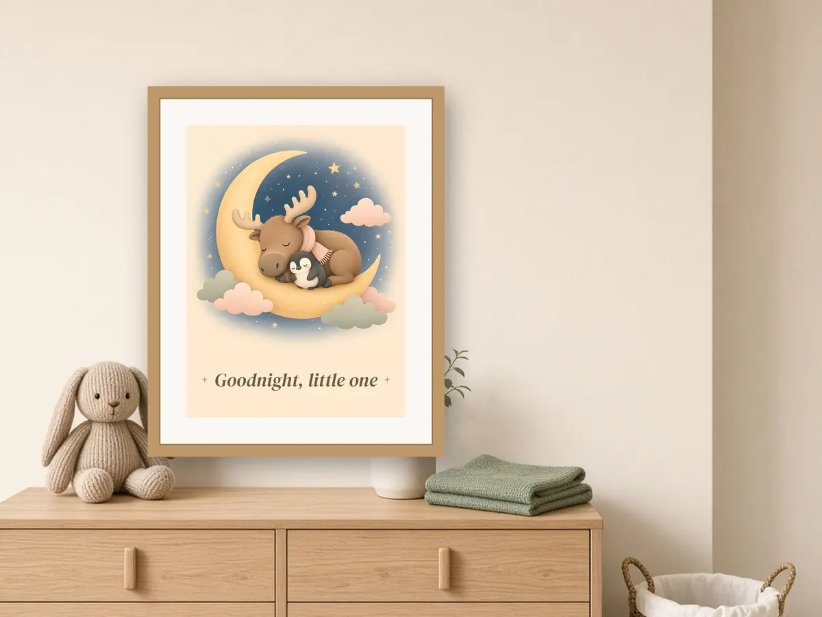 Goodnight Little One Moon Print – preview