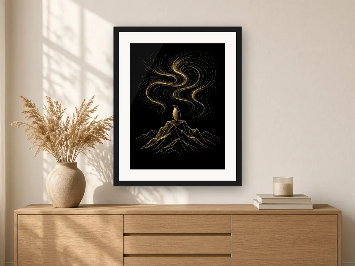 Golden Aurora Penguin Poster – preview
