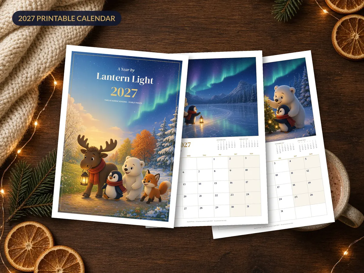 A Year by Lantern Light – 2027 Printable Calendar – preview