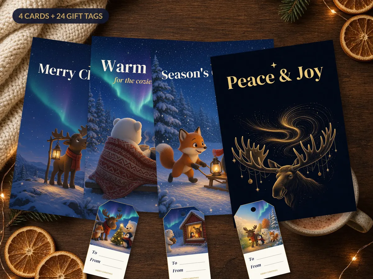 Nordic Christmas Cards & Gift Tags – preview
